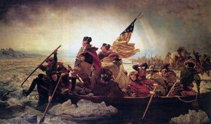 Washington Crossing the Delaware autorstwa Emanuela Leutze, 1851