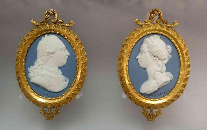 Wedgwood Cameo brytyjskiego króla Jerzego III i królowej Charlotte