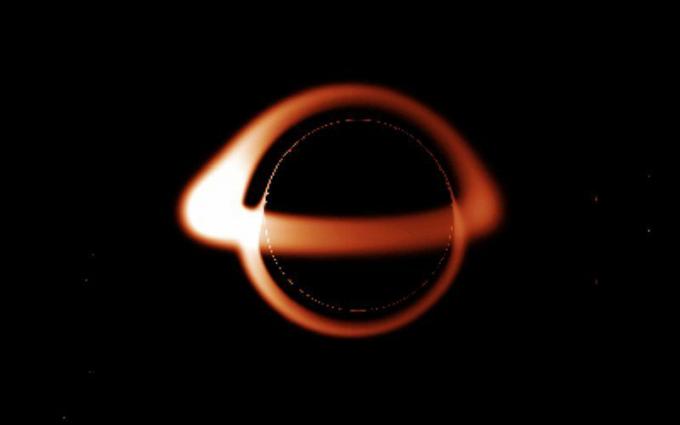 Model czarnej dziury minus otaczający ją dysk z materiału.