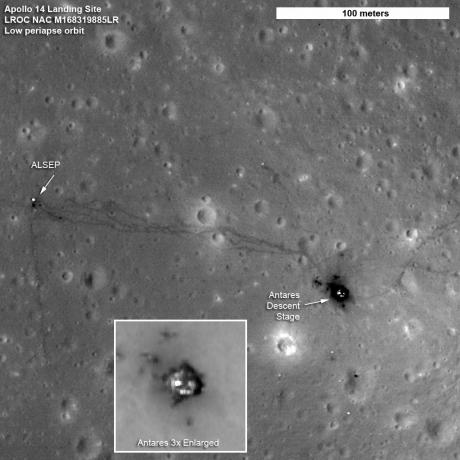 wizualny dowód lądowania Apollo 14
