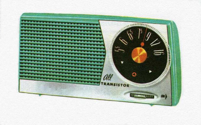 Vintage ilustracja przenośnego radia tranzystorowego z lat 50