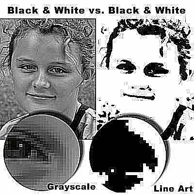 Czarno-biała skala szarości a czarno-biała grafika liniowa