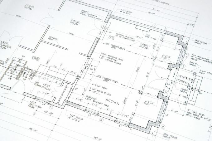 Szczegółowy plan pięter na białym papierze