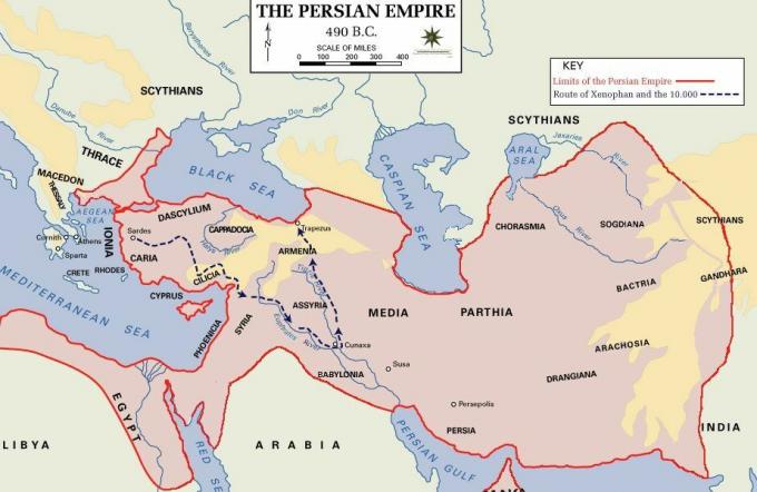 Mapa imperium perskiego w 490 p.n.e.