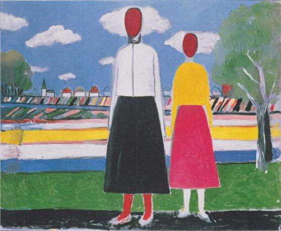 Kazimierz Malewicz dwie kobiety w krajobrazie