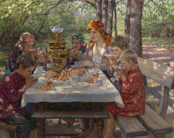 Goście nauczyciela. Artysta: Bogdanov-Belsky, Nikolai Petrovich (1868–1945)