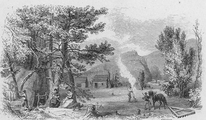 `` The Settlers '', rycina z okresu amerykańskiego kolonializmu, około 1760 roku.