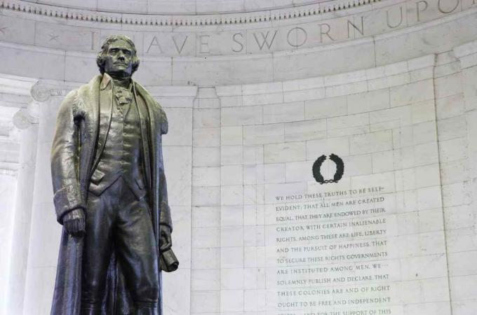 Jefferson Memorial w okrągłym pokoju z szarej cegły