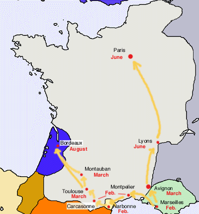 1348 Czarna śmierć rozprzestrzenia się przez Francję