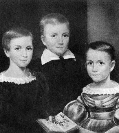 Troje rodzeństwa Dickinson jako dzieci