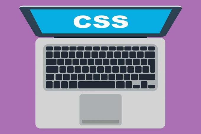 Laptop ze słowem CSS na ekranie