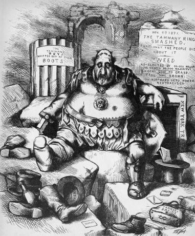 Thomas Nast obraz przedstawiający pokonanego Bossa Tweeda w listopadzie 1871 roku